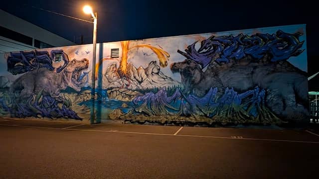 "The dinosaur mural" graffiti mural - Image 1