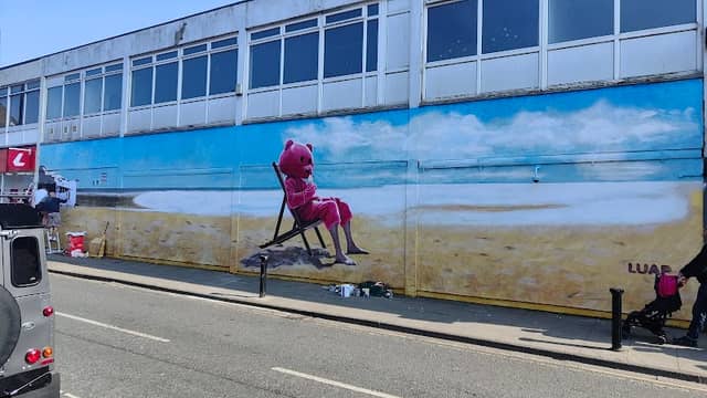 Pink Bear Mural Cleethorpes - Image 1