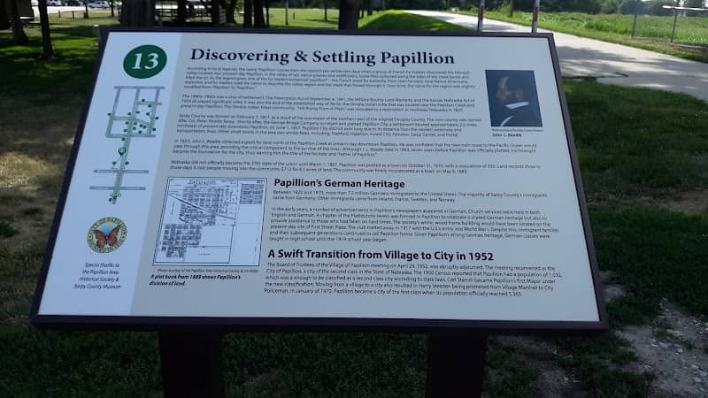 Papillion Historical Sign: Discovering and Settling Papillion - Image 1