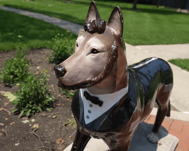Lincoln On Lincoln bearded dog statue - Image 1