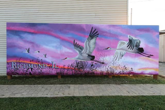 "Cranes at Sunset" Mural - Image 1