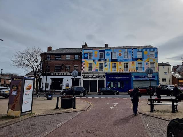 Art mural, First floor, 121-123a Victoria Road, New Brighton, Wallasey - Image 1