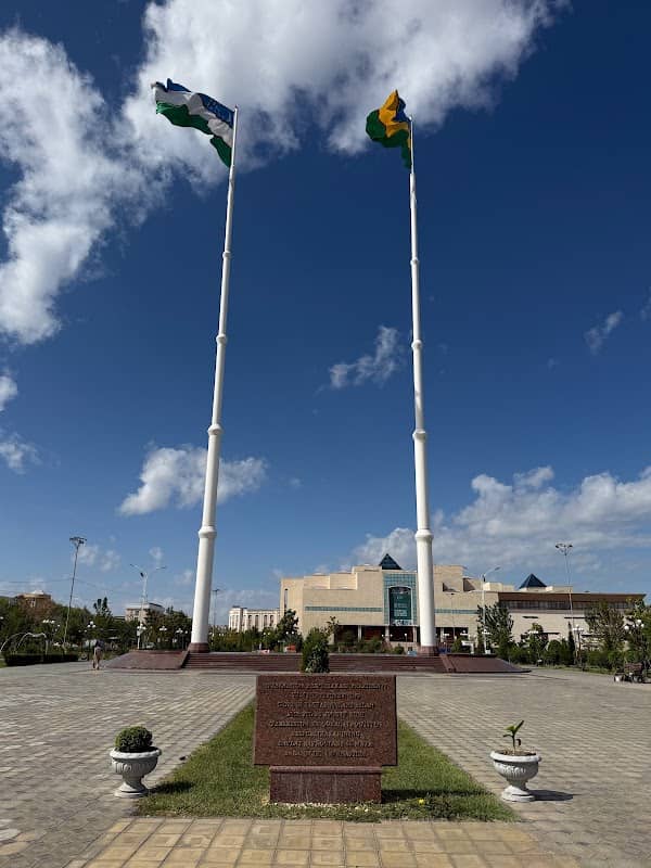 Flagpole with flags of Uzbekistan and Karakalpakstan - Image 1