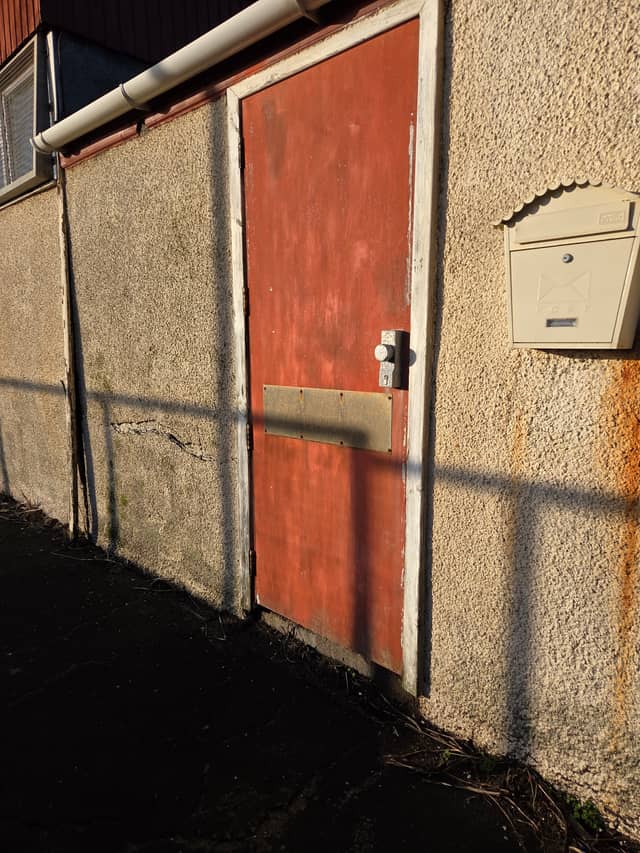 Weathered Red Door & Shadow Play - Image 1