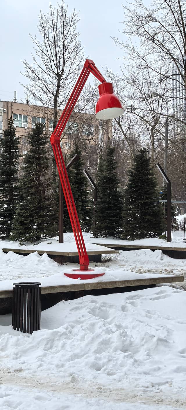 Giant Red Desk Lamp Sculpture - Image 1