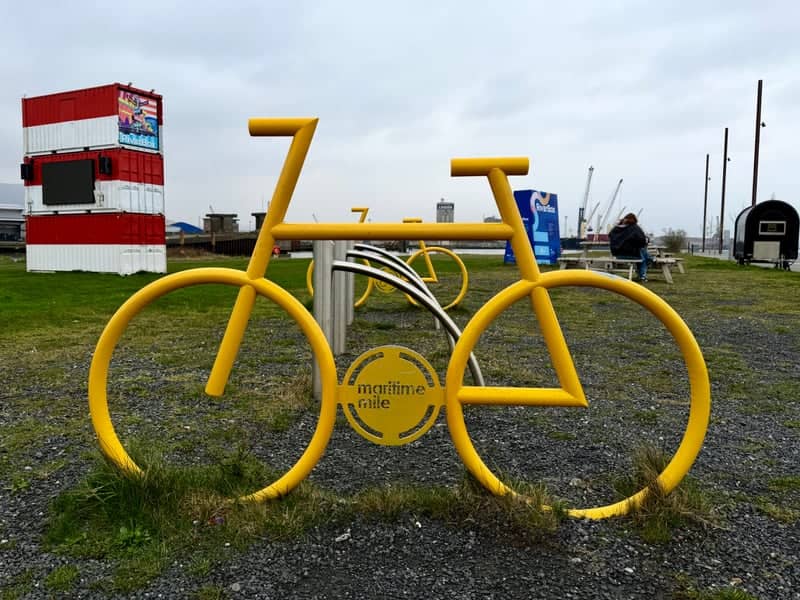 Maritime Mile Yellow Bicycle Sculpture - Image 1
