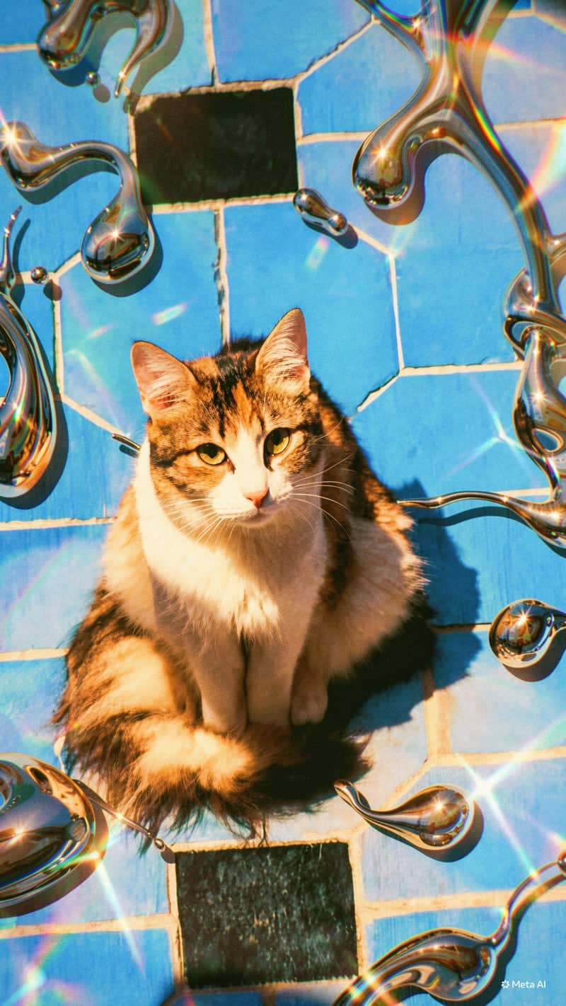 Surreal Tiled Cat Portrait - Image 1
