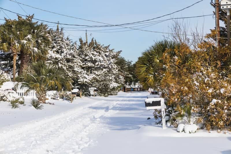 Snowy Coastal Street in Wrightsville Beach - Image 1