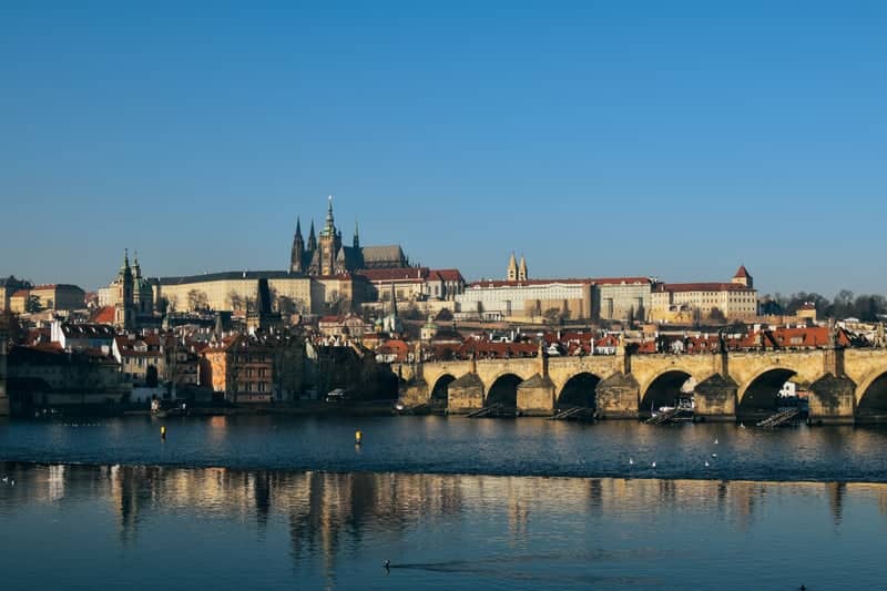 Vltava Riverbank View of Prague Castle - Image 1